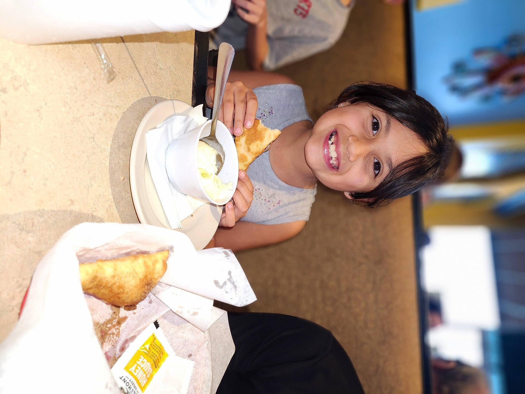 Ryleigh joined the competition — help win amazing prizes! baby, chair, child, comfort_food, cooking, cuisine, dish, event, fast_food, finger_food, food, food_craving, happy, ingredient, joy, junk_food, person, room, sitting, smile