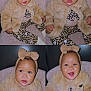 baby, child, infant, fuzzy_jacket, leopard_print, headband, bow, sitting, chair, cute, smiling, portrait, indoor, clothing, fashion, happy, person, young_child, four_panel, collage