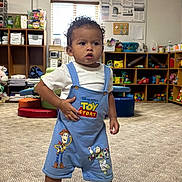Orlando joined the competition — help win amazing prizes! boots, carpet, child, clock, colorful, curly_hair, cute, expression, indoor, overalls, person, playroom, shelves, standing, toddler, toy_story, toys, wall_posters, white_shirt, young_child