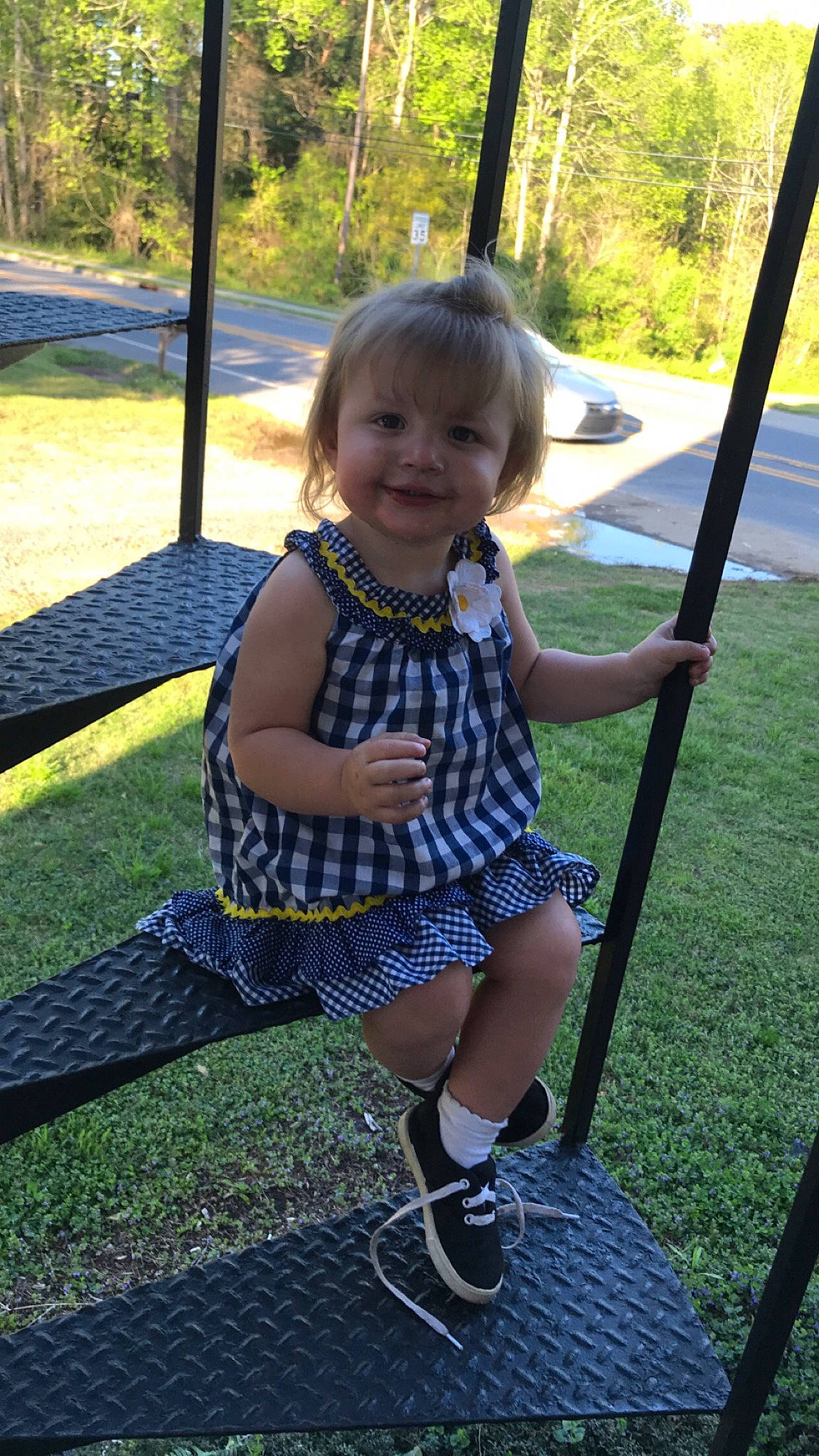 Carsyn joined the competition — help win amazing prizes! child, joy, person, play, playground, public_space, smile, swing, toddler, vacation