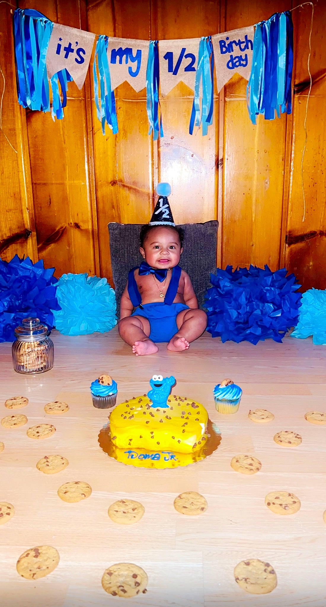 Dominique joined the competition — help win amazing prizes! birthday_cake, blue, cake, cake_decorating, cake_decorating_supply, cuisine, electric_blue, event, food, fun, happy, hat, icing, orange, party_supply, person, plate, sugar_cake, table, tableware