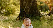 Love is registered to the contest to win money with this photo: baby, background_blur, barefoot, child, cute, daylight, dress, grass, greenery, happy, infant, nature, outdoor, portrait, sitting, smile, summer, sunlight, tree, young_child