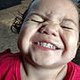 toddler, child, smiling, face, red_shirt, expression, teeth, happy, indoor, closeup, person, cute, joyful, hair, clothing, young, head, childhood, portrait, funny_face