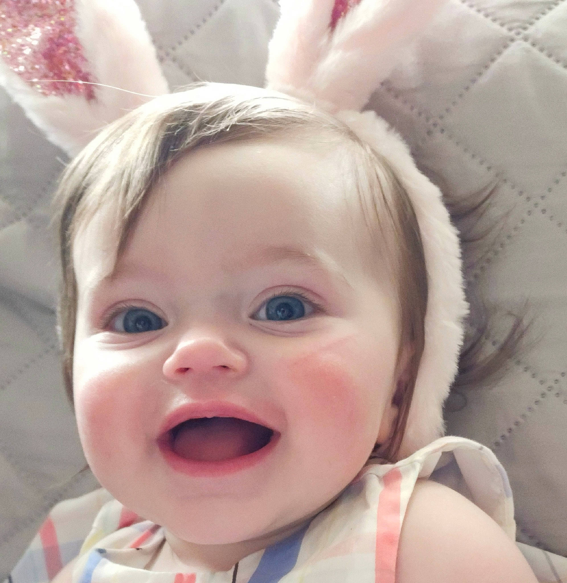 Chloe joined the competition — help win amazing prizes! baby, cheek, chin, ear, eye, eyebrow, eyelash, face, facial_expression, happy, head, iris, lip, mouth, nose, organ, person, skin, smile, textile