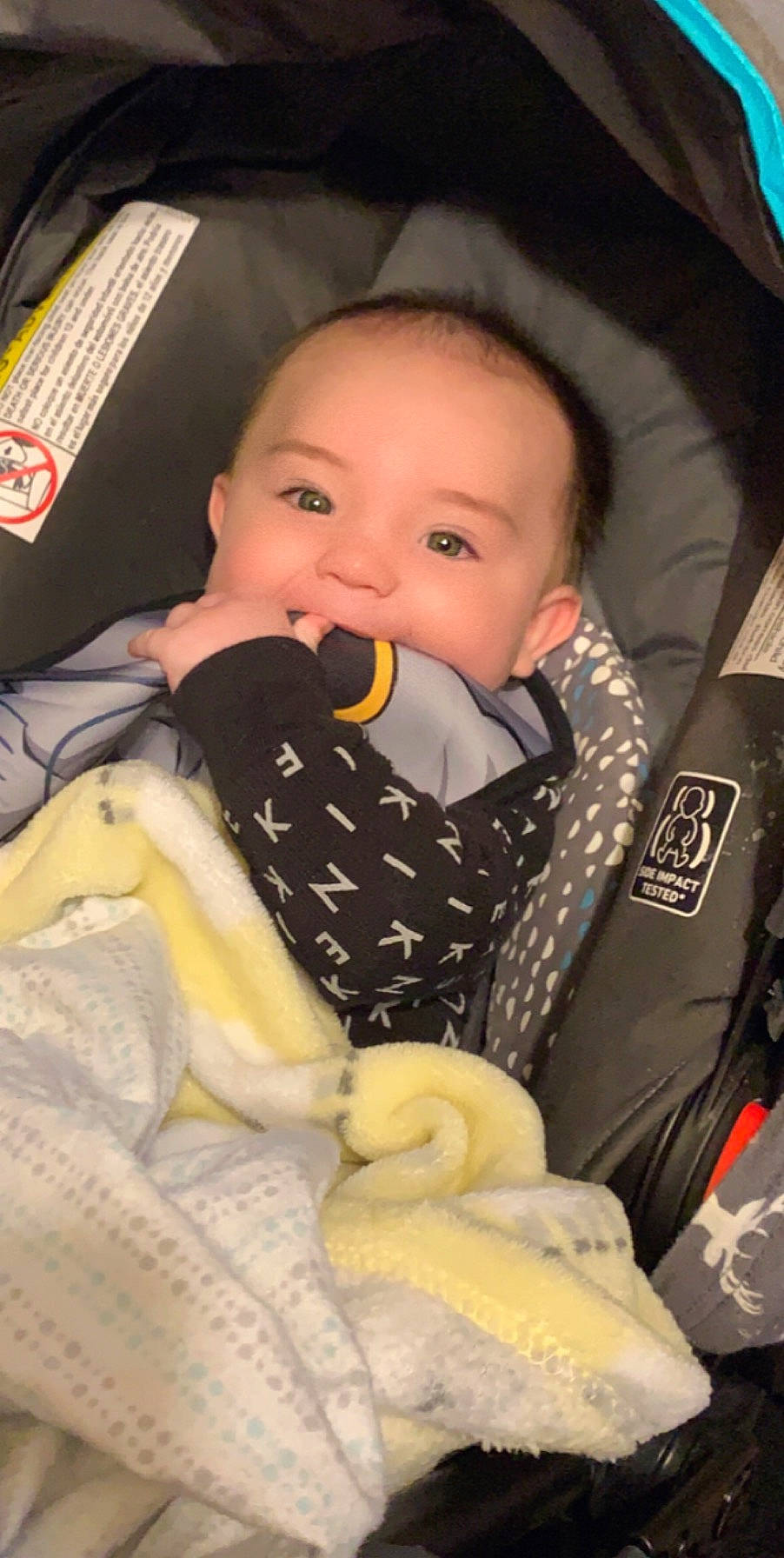 Jon is registered to the contest to win money with this photo: baby, baby_carriage, baby_in_car_seat, baby_products, car_seat, cheek, child, person, product, sleep, toddler