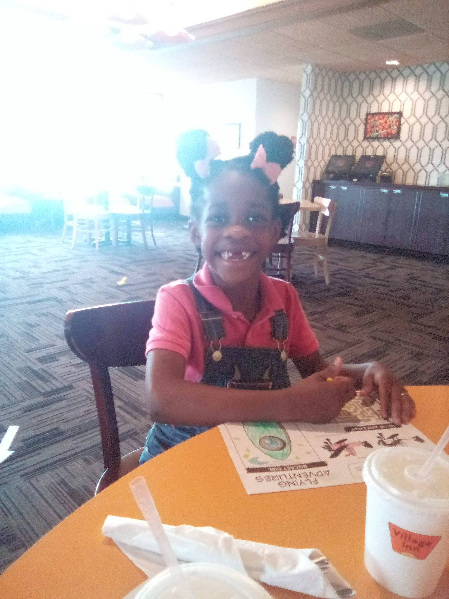 Ja'Layla joined the competition — help win amazing prizes! chair, event, eyewear, fun, happy, joy, leisure, lunch, meal, person, plate, restaurant, room, sitting, sky, smile, summer, t_shirt, table, tableware