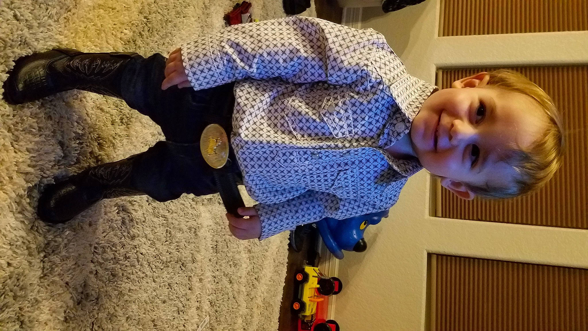 Luke joined the competition — help win amazing prizes! azure, baby_toddler_clothing, blue, child, denim, electric_blue, eye, flooring, fun, happy, head, joy, leisure, pattern, person, play, product, smile, tire, toddler