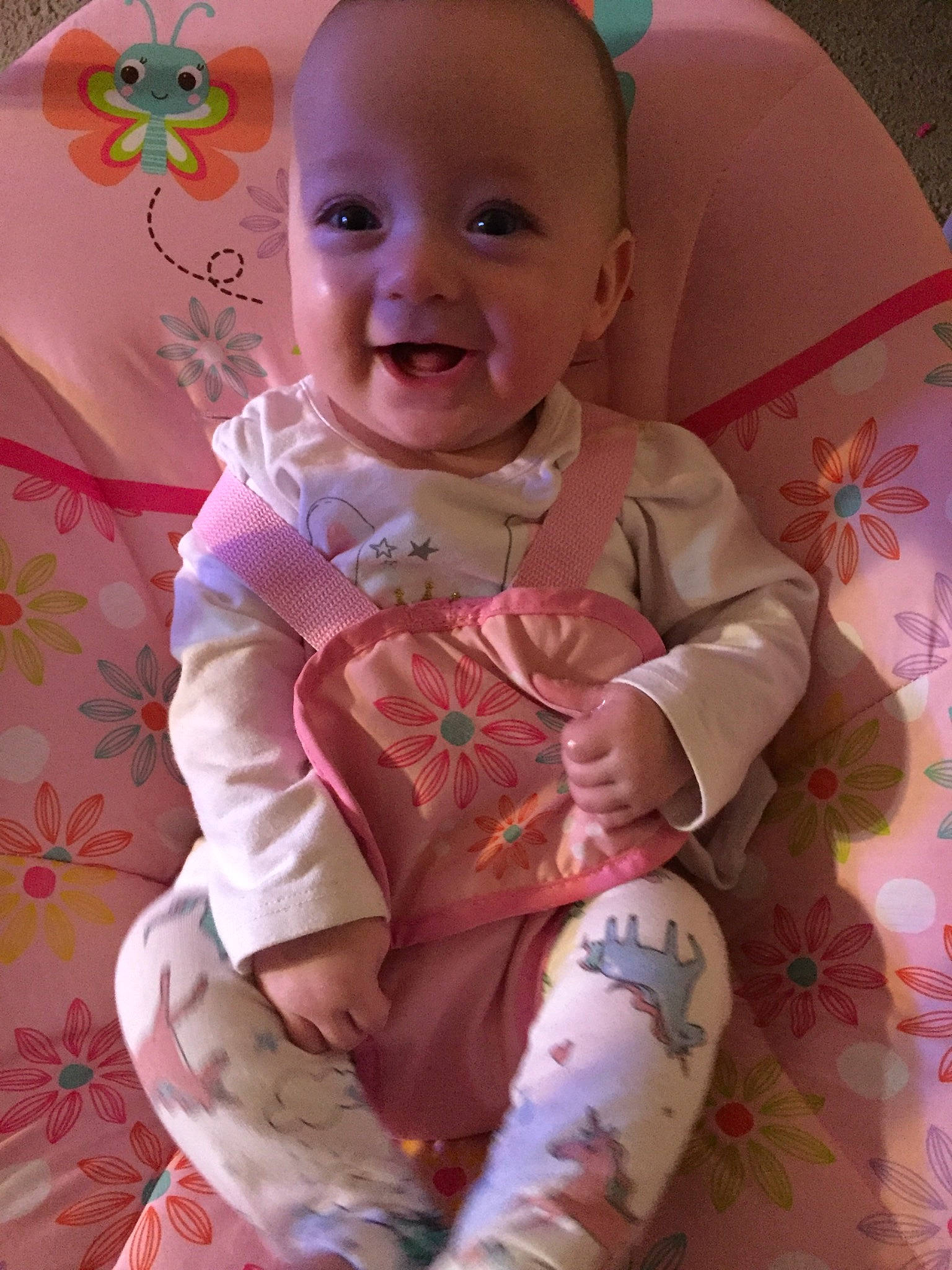 Isabella is registered to the contest to win money with this photo: baby, baby_toddler_clothing, cheek, child, person, pink, skin, smile, toddler