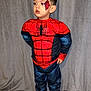 Amir participe au concours pour gagner de l'argent avec cette photo : child, boy, costume, spiderman, face_paint, portrait, standing, curtain_backdrop, indoor, sneakers, red_costume, blue_costume, short_hair, pose, hands_on_hip, heart_doodle, expression, cheek_paint, floor, photography
