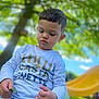 Amir participe au concours pour gagner de l'argent avec cette photo : child, toddler, kid, outdoors, park, tree, green_leaves, playground, slide, shirt, long_sleeve, sitting, looking_down, hands, grass, sunlight, portrait, closeup, young_child, casual_clothing