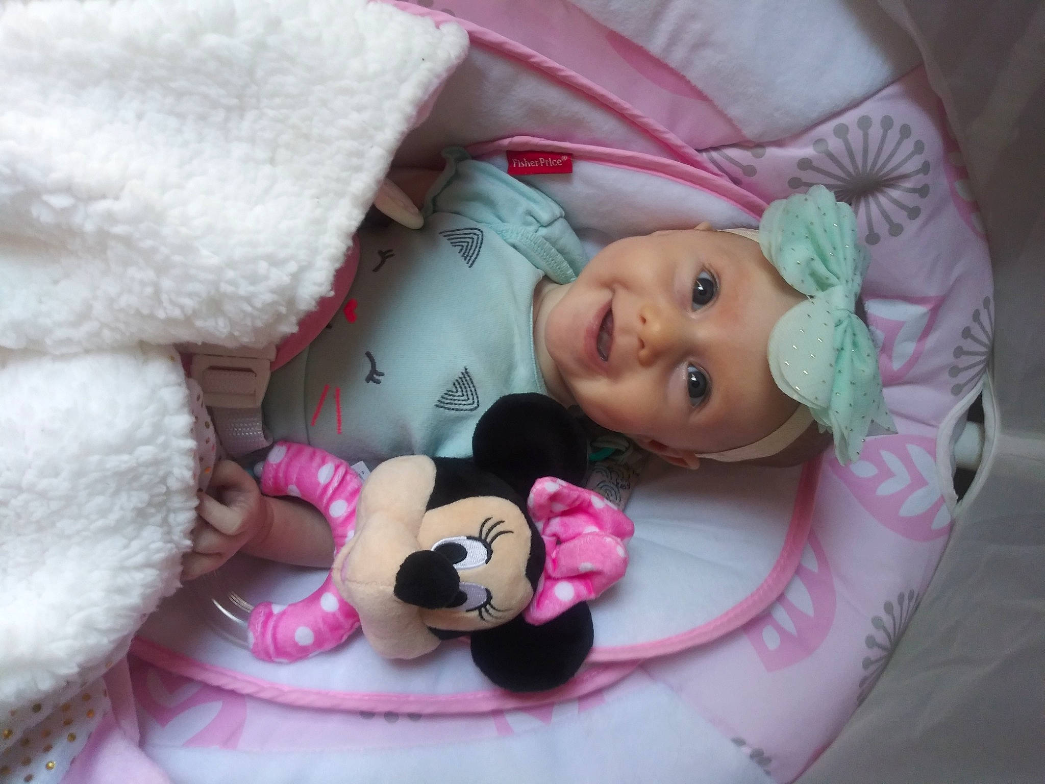 Lilah is registered to the contest to win money with this photo: baby, baby_sleeping, bedtime, birth, cheek, child, doll, headwear, nap, person, pink, room, skin, stuffed_toy, toddler, toy