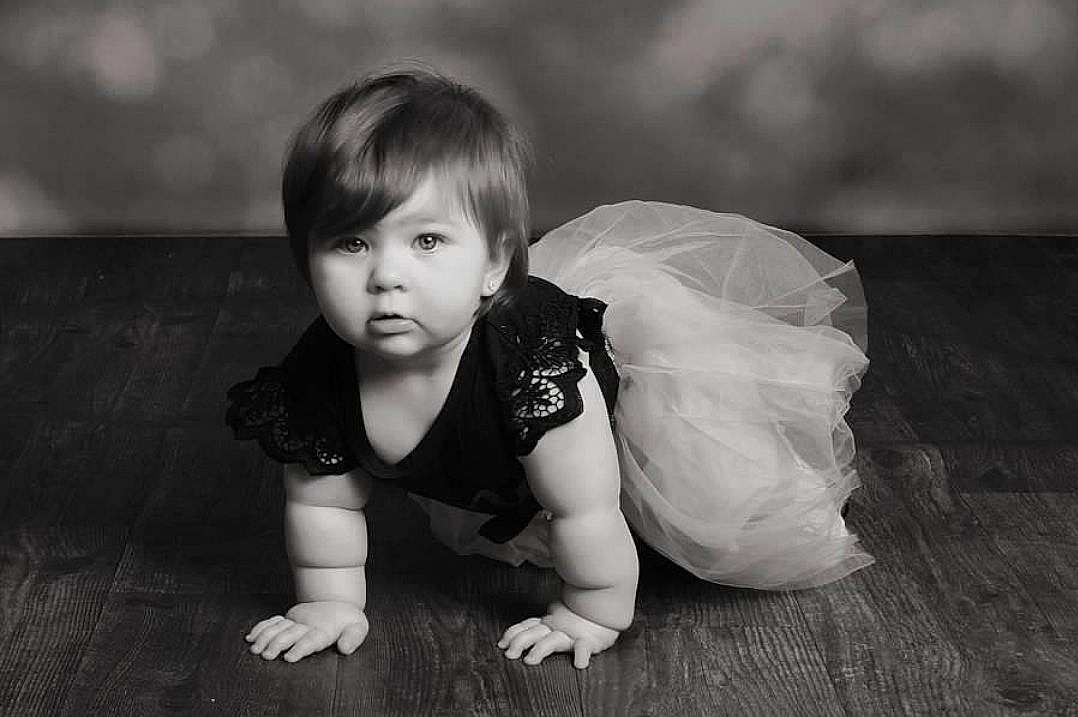 Annabelle joined the competition — help win amazing prizes! baby, baby_toddler_clothing, black_and_white, eye, face, facial_expression, flash_photography, floor, flooring, grass, hairstyle, happy, head, leg, people_in_nature, person, skin, smile, style, toddler
