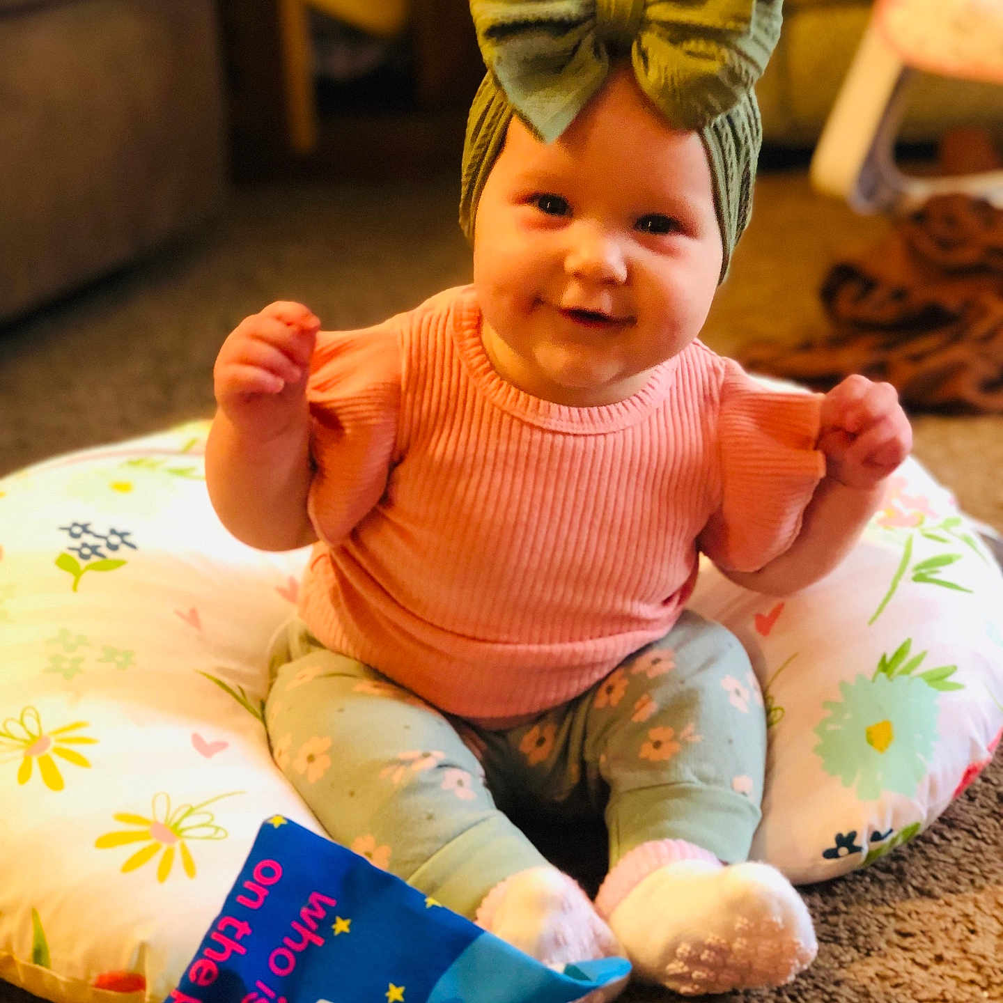 Amarah joined the competition — help win amazing prizes! accessories, architecture, baby, bodypart, clothing, couch, cushion, face, finger, formalwear, furniture, hand, happy, hat, head, homedecor, person, photography, portrait, smile