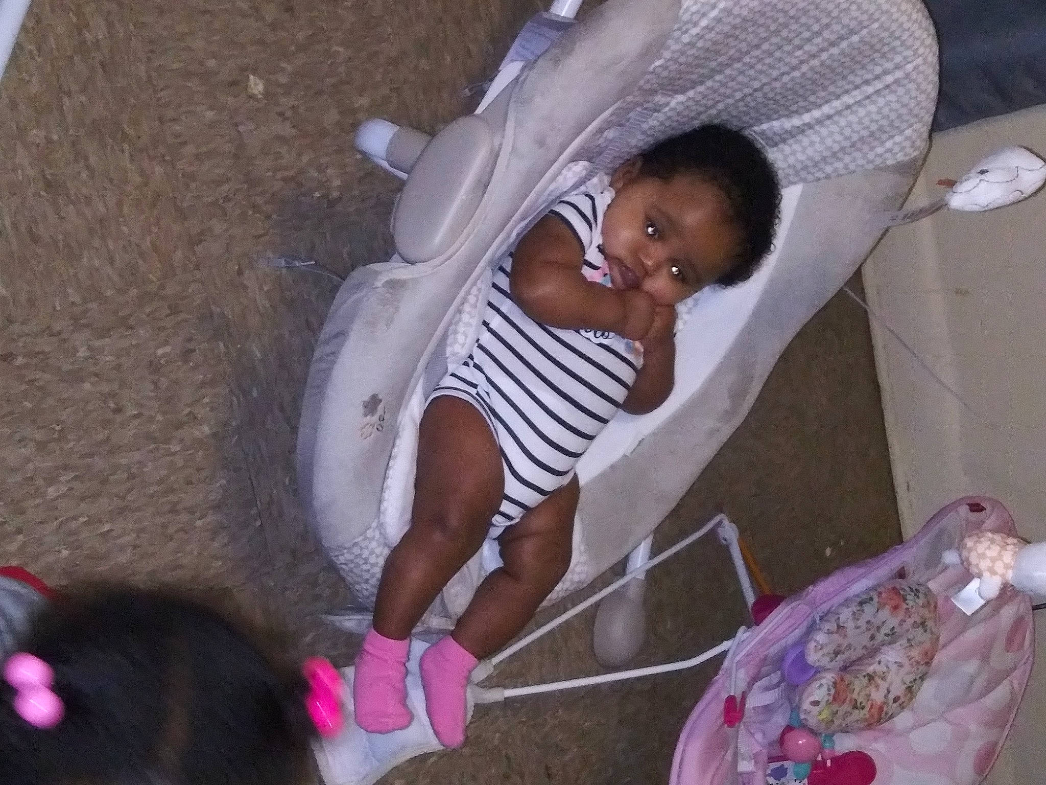 Zalena is registered to the contest to win money with this photo: baby, baby_products, child, comfort, elbow, event, foot, fun, fur, happy, human_leg, leisure, linens, magenta, person, pink, play, thigh, toddler, white