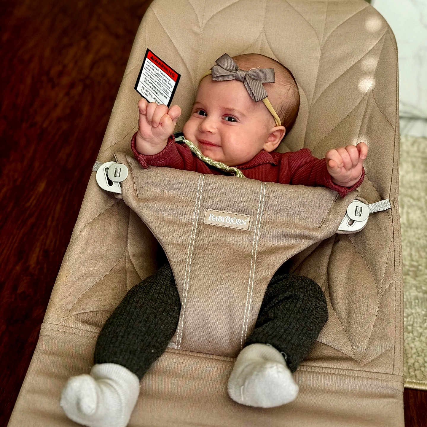 Nora is registered to the contest to win money with this photo: baby, bed, bodypart, clothing, couch, document, drivinglicense, electronics, face, finger, furniture, head, hosiery, idcards, person, phone, photography, portrait, sock, text