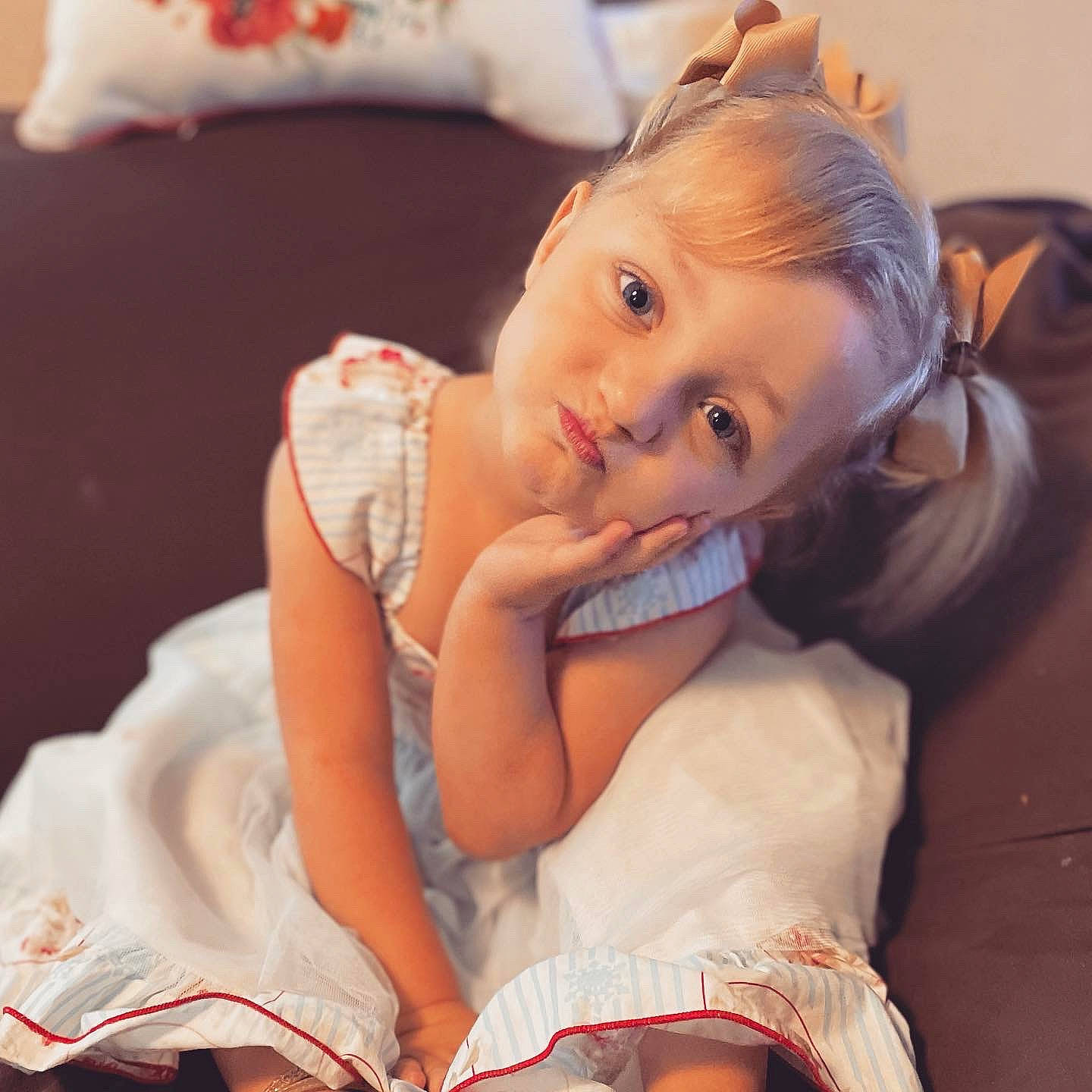 Avery Kate joined the competition — help win amazing prizes! baby_toddler_clothing, cheek, comfort, dress, ear, embellishment, eyebrow, eyelash, flash_photography, fun, hair, happy, head, headpiece, human_body, iris, person, skin, sleeve, toddler