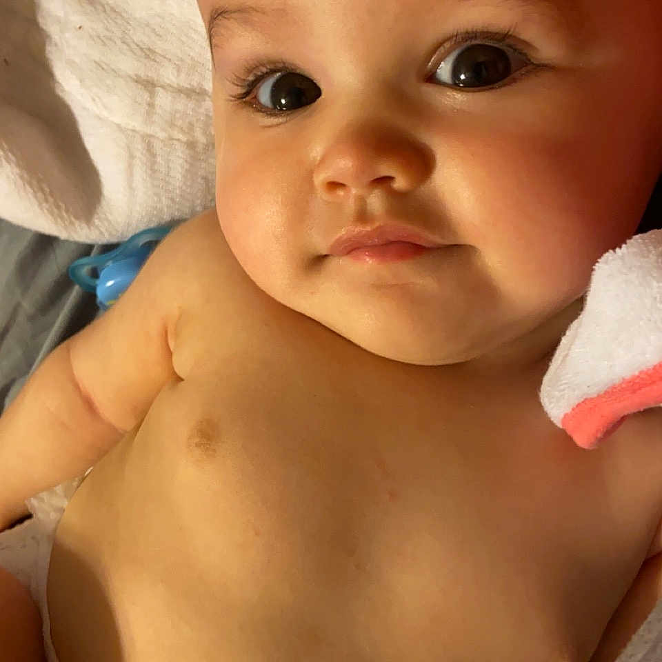 Mckayla joined the competition — help win amazing prizes! baby, cheek, chest, ear, eye, eyebrow, eyelash, finger, gesture, hand, head, human_body, iris, lip, mouth, nose, skin, stomach, thumb, toddler