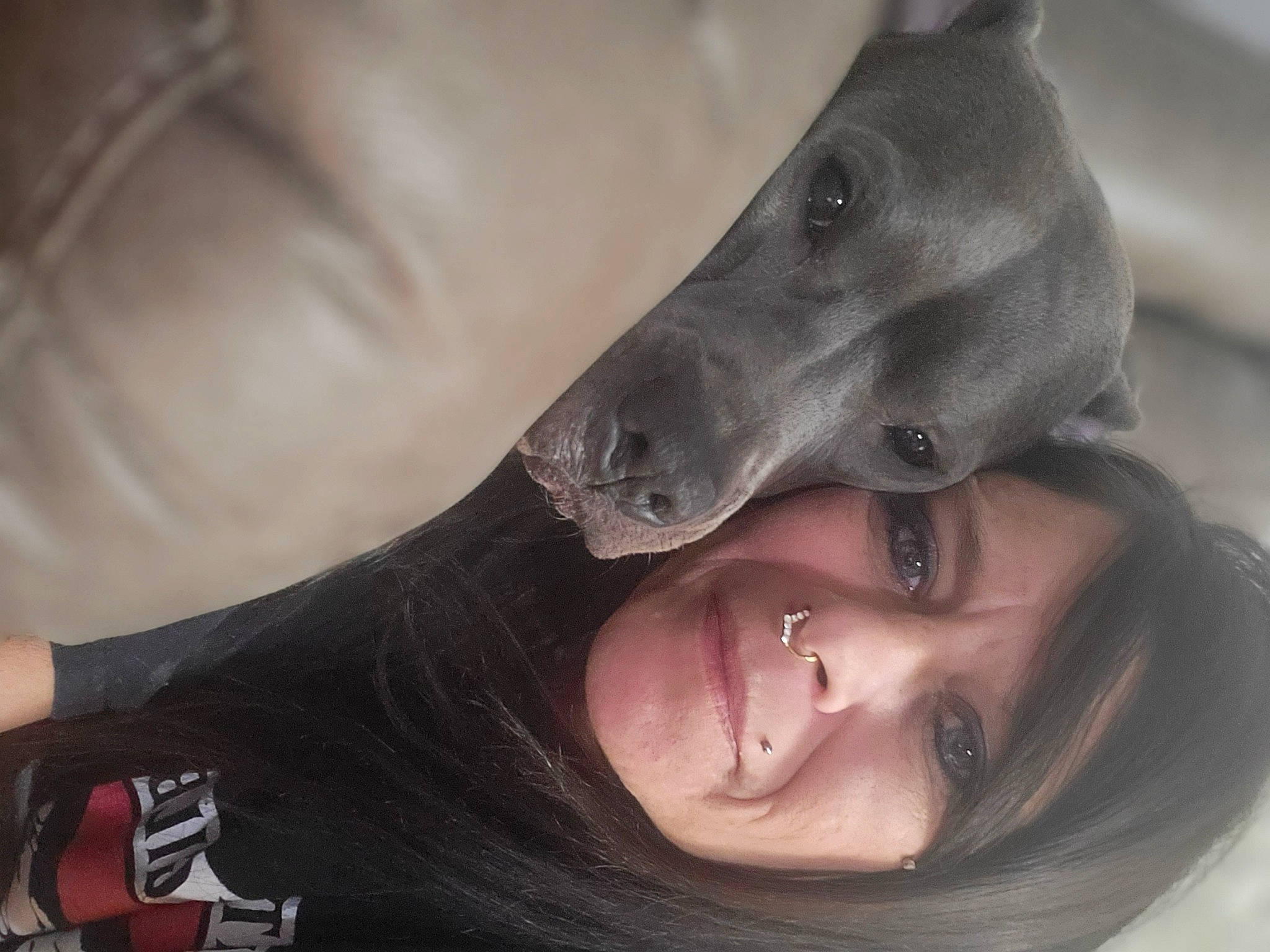 Khloe joined the competition — help win amazing prizes! chest, ear, eyelash, fashion_accessory, flash_photography, fun, gesture, happy, iris, jaw, jewellery, monochrome_photography, mouth, neck, nose, portrait_photography, snout, working_animal