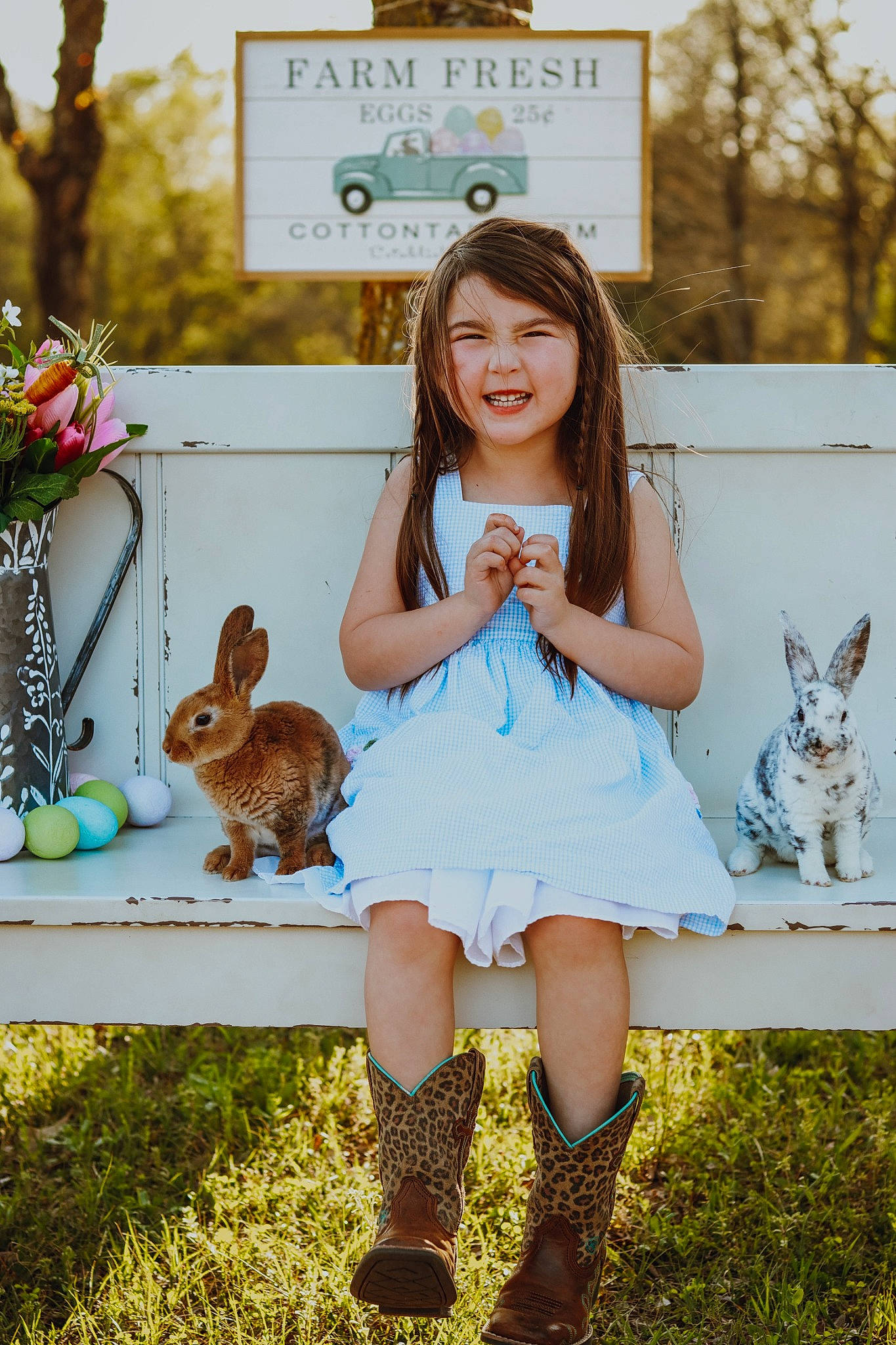 Evalynn joined the competition — help win amazing prizes! dress, fawn, grass, green, happy, leg, long_hair, pattern, people_in_nature, person, photograph, pink, plant, rabbit, skin, snapshot, street_fashion, summer, tree, white