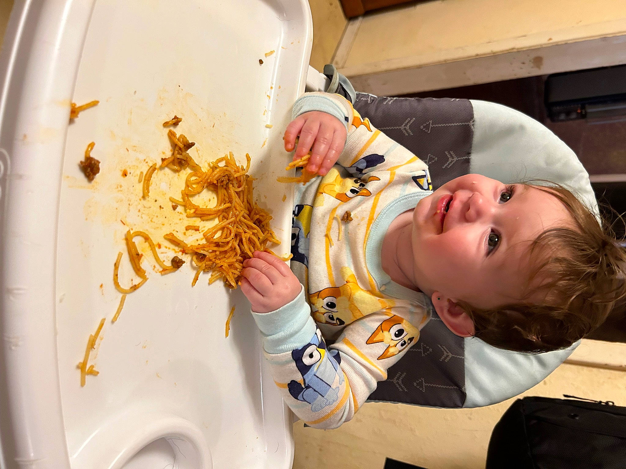 Natalie joined the competition — help win amazing prizes! baby, baby_toddler_clothing, chair, child, comfort_food, cooking, cuisine, dish, food, fun, ingredient, mixture, person, personal_protective_equipment, recipe, room, sleeve, smile, toddler