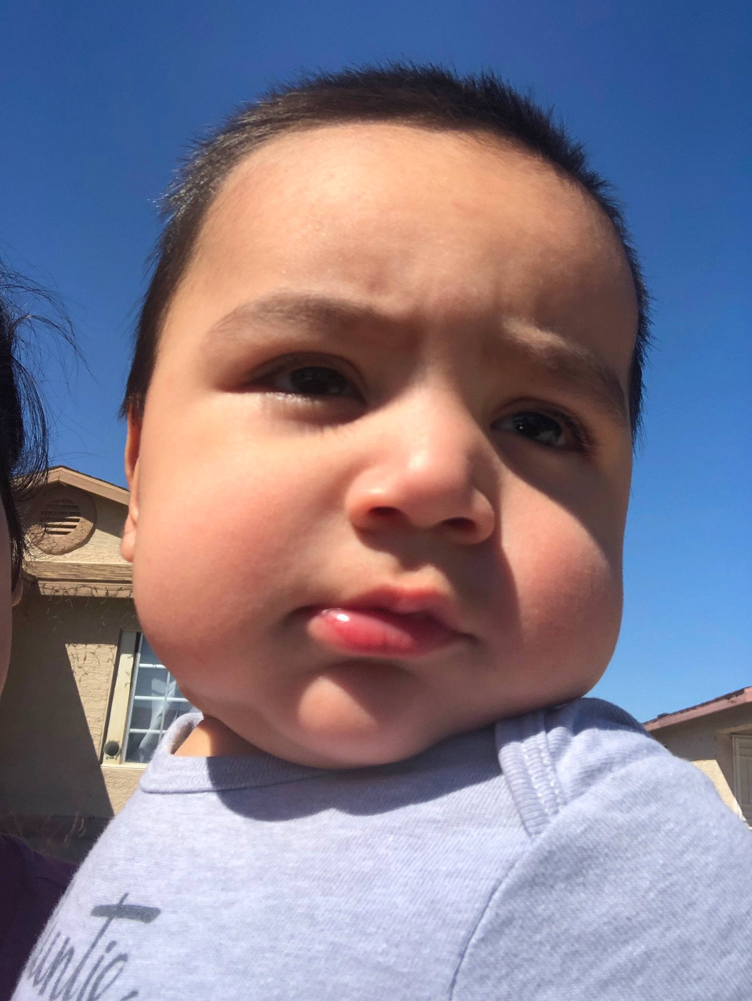 Armando is registered to the contest to win money with this photo: baby, cheek, child, chin, eyebrow, face, facial_expression, forehead, hair, head, jaw, lip, mouth, nose, person, skin, smile, toddler