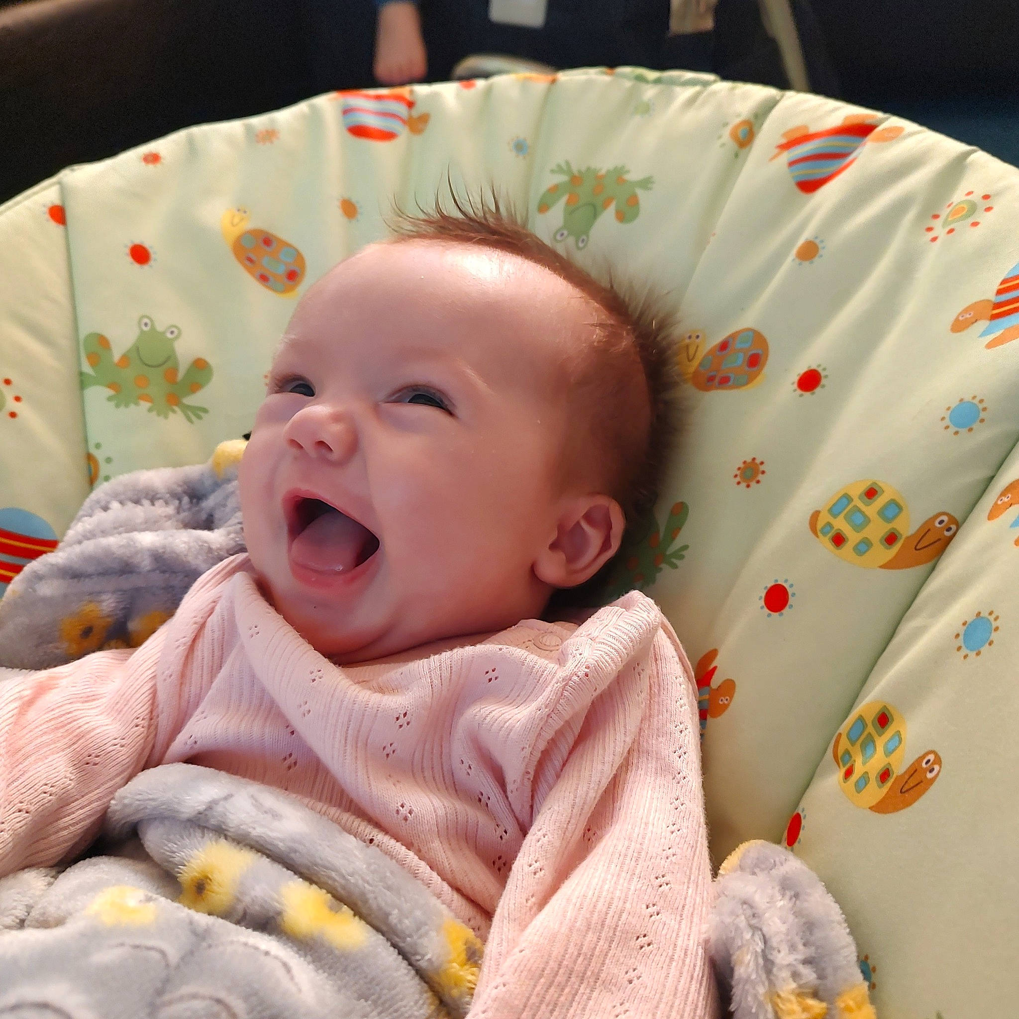 Allyson is registered to the contest to win money with this photo: baby, baby_products, baby_toddler_clothing, cheek, chin, comfort, eye, face, happy, head, iris, linens, lip, mouth, nose, person, pink, product, skin, smile