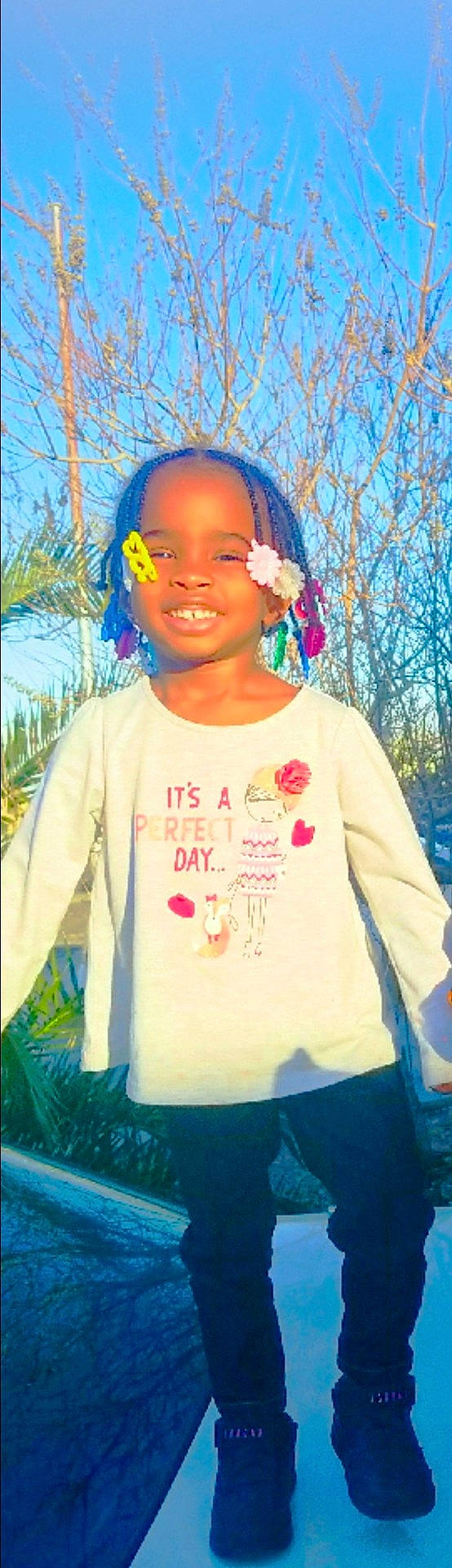 Za'Miyah joined the competition — help win amazing prizes! blue, child, cool, fun, girl, happiness, joy, leisure, person, pink, play, purple, recreation, sky, smile, summer, toddler, vacation, water, world