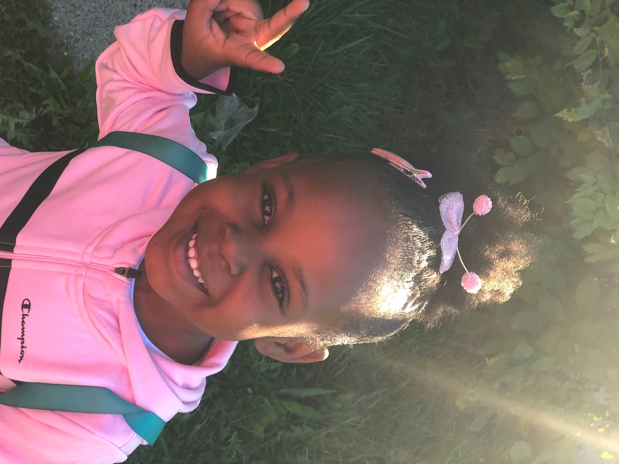 Raven joined the competition — help win amazing prizes! child, cool, event, face, flash_photography, fun, grass, happy, joy, leisure, lip, magenta, mouth, nose, person, pink, plant, smile, t_shirt, tree