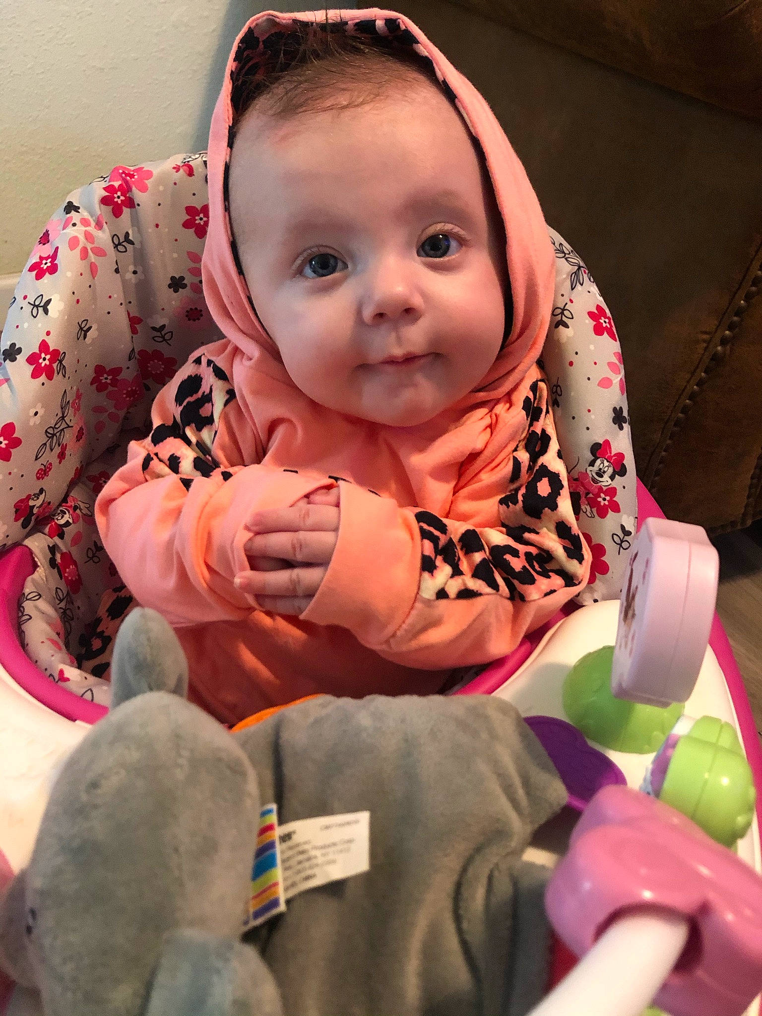 Serenity is registered to the contest to win money with this photo: baby, baby_carriage, baby_products, baby_toddler_clothing, cheek, child, comfort, event, eye, fun, happy, head, human_body, lip, mouth, nose, person, pink, sitting, skin