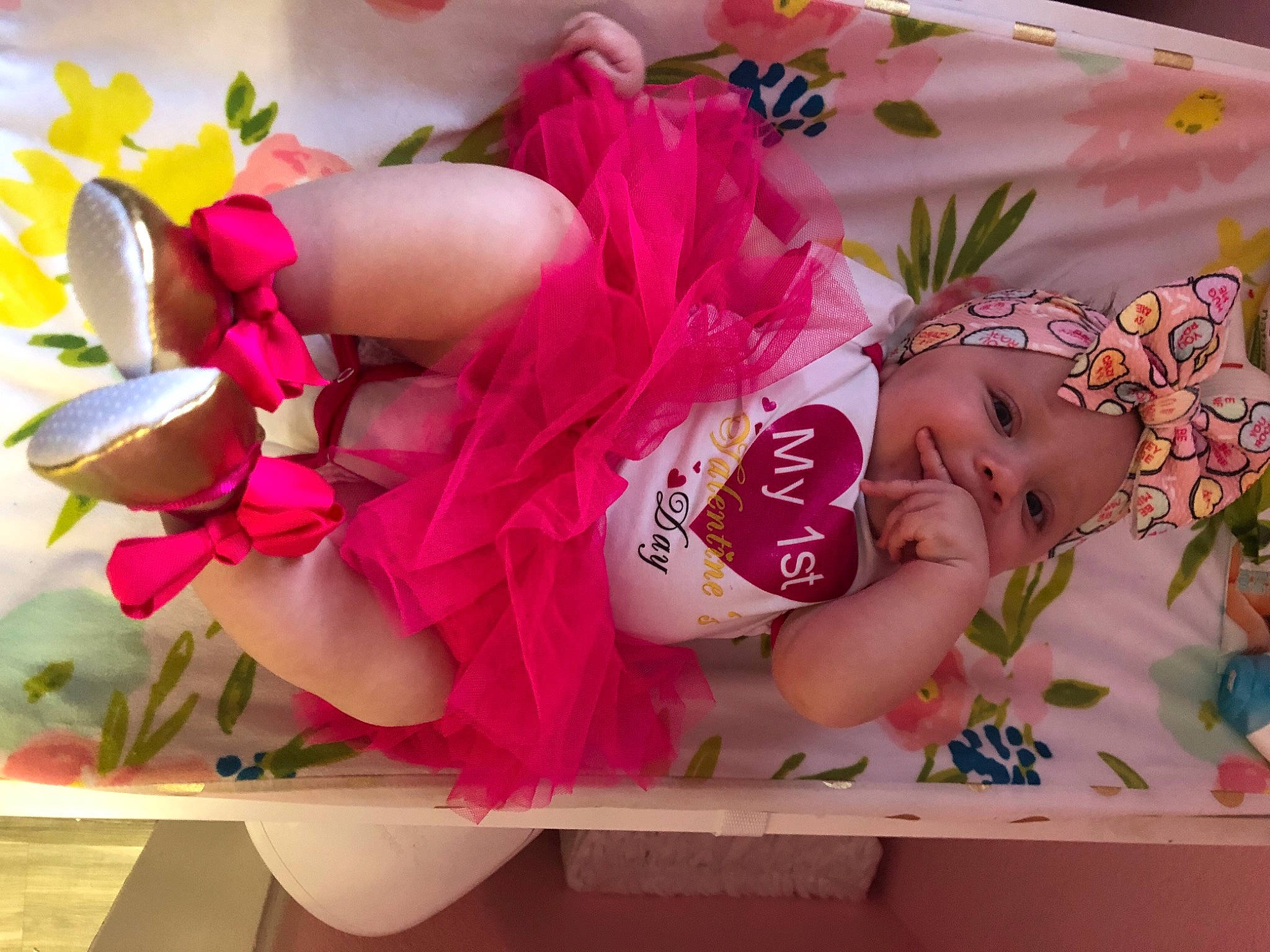 Serenity joined the competition — help win amazing prizes! child, fashion_accessory, hair_accessory, happy, headpiece, headwear, human_leg, magenta, pattern, peach, person, petal, pink, plant, room, sweetness, thigh, toddler