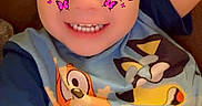 Kadence joined the competition — help win amazing prizes! arms_up, butterfly_filter, cartoon_character, casual_clothing, child, closeup, cute, digital_filter, face, fun, happy, indoor, light_skin, playful, portrait, short_hair, sitting, smiling, tshirt, young_child