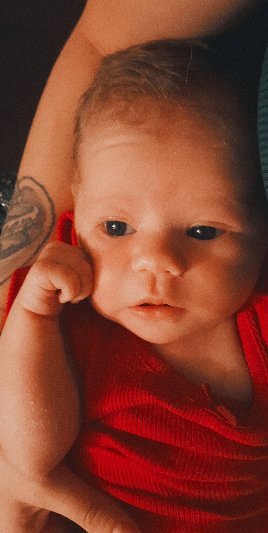Faithlynn is registered to the contest to win money with this photo: arm, baby, baby_toddler_clothing, cheek, chin, ear, eyebrow, eyelash, finger, flash_photography, forehead, gesture, hand, head, iris, lip, mouth, nose, person, skin