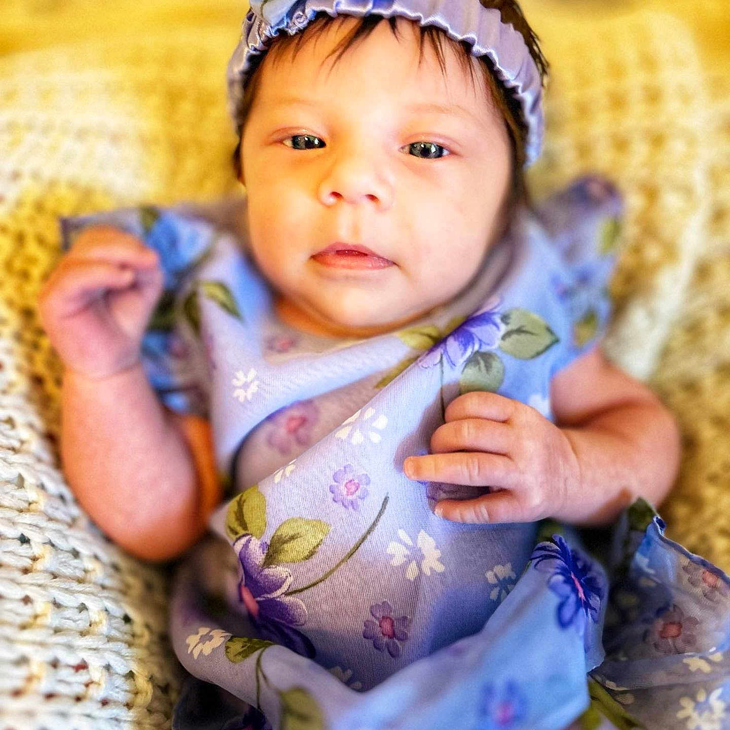 Stormie-Lynn is registered to the contest to win money with this photo: accessories, baby, blanket, bodypart, bonnet, cap, clothing, dress, face, finger, hand, happy, hat, head, headband, newborn, person, photography, portrait, quilt