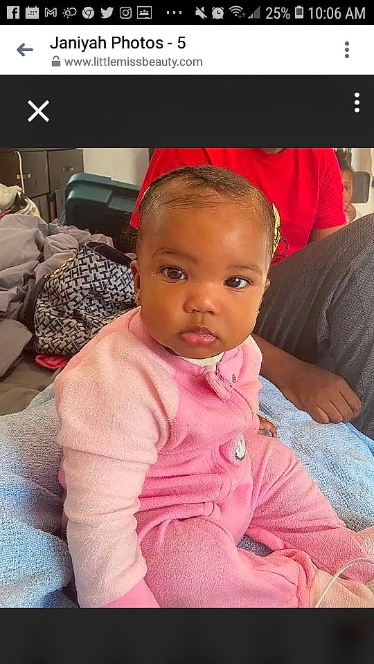 Janiyah is registered to the contest to win money with this photo: baby, baby_toddler_clothing, cheek, comfort, cool, ear, eyebrow, eyelash, hair, happy, iris, lip, mouth, nose, people, person, pink, product, screenshot, skin