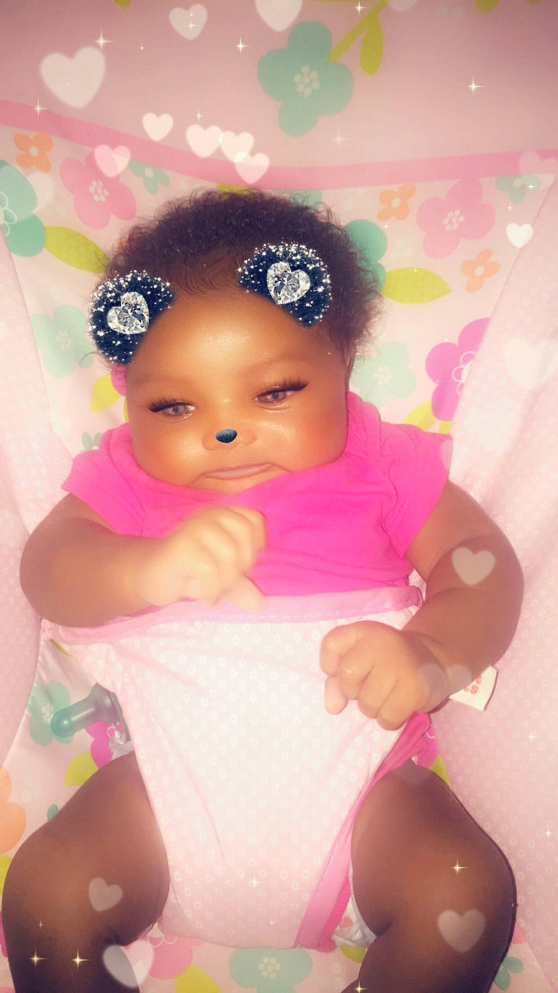 Eriel is registered to the contest to win money with this photo: baby, beauty, black_hair, cheek, child, doll, face, forehead, hair_accessory, happy, head, headband, headgear, headwear, person, pink, skin, smile, toddler, toy