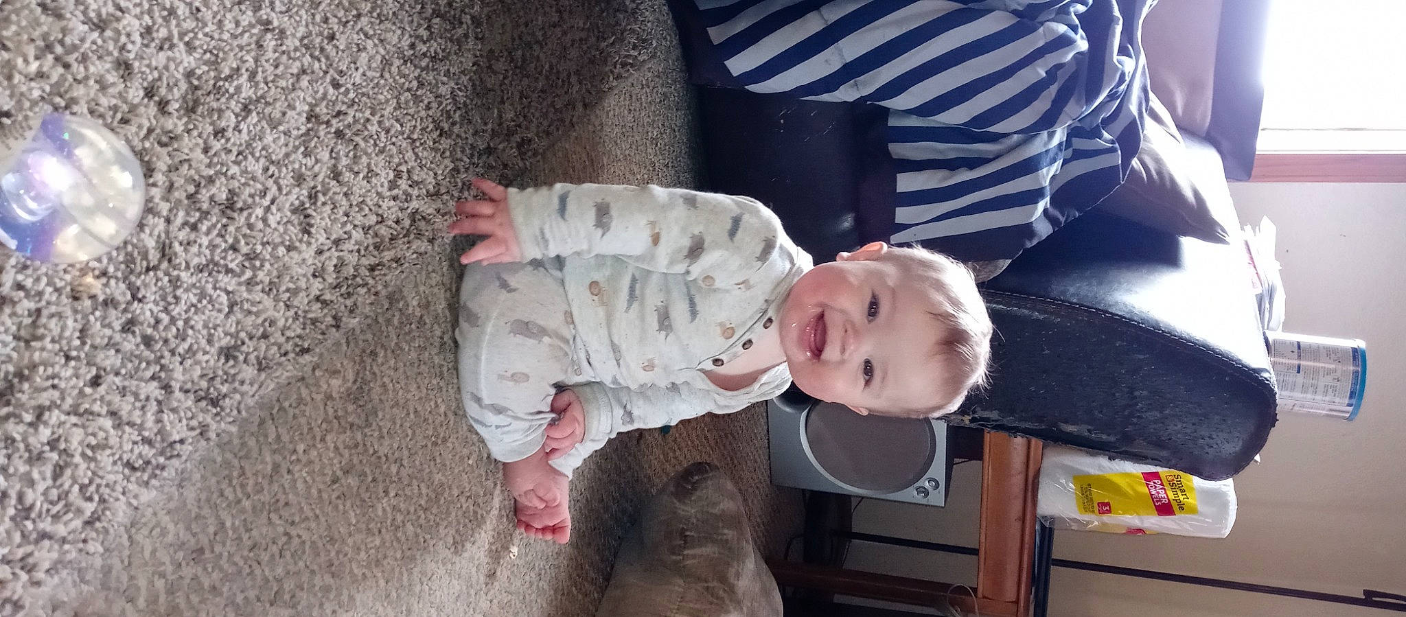 Atlas joined the competition — help win amazing prizes! baby, baby_products, baby_toddler_clothing, cheek, child, comfort, eye, foot, fun, human_body, mammal, mouth, person, room, sitting, sleeve, smile, toddler, tree, vertebrate