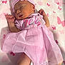 adorable, baby, blanket, butterfly_pattern, child, closeup, cute, headband, indoors, infant, lying_down, newborn, peaceful, pink_dress, portrait, sleep, sleeping, small_hands, soft_fabric, toddler