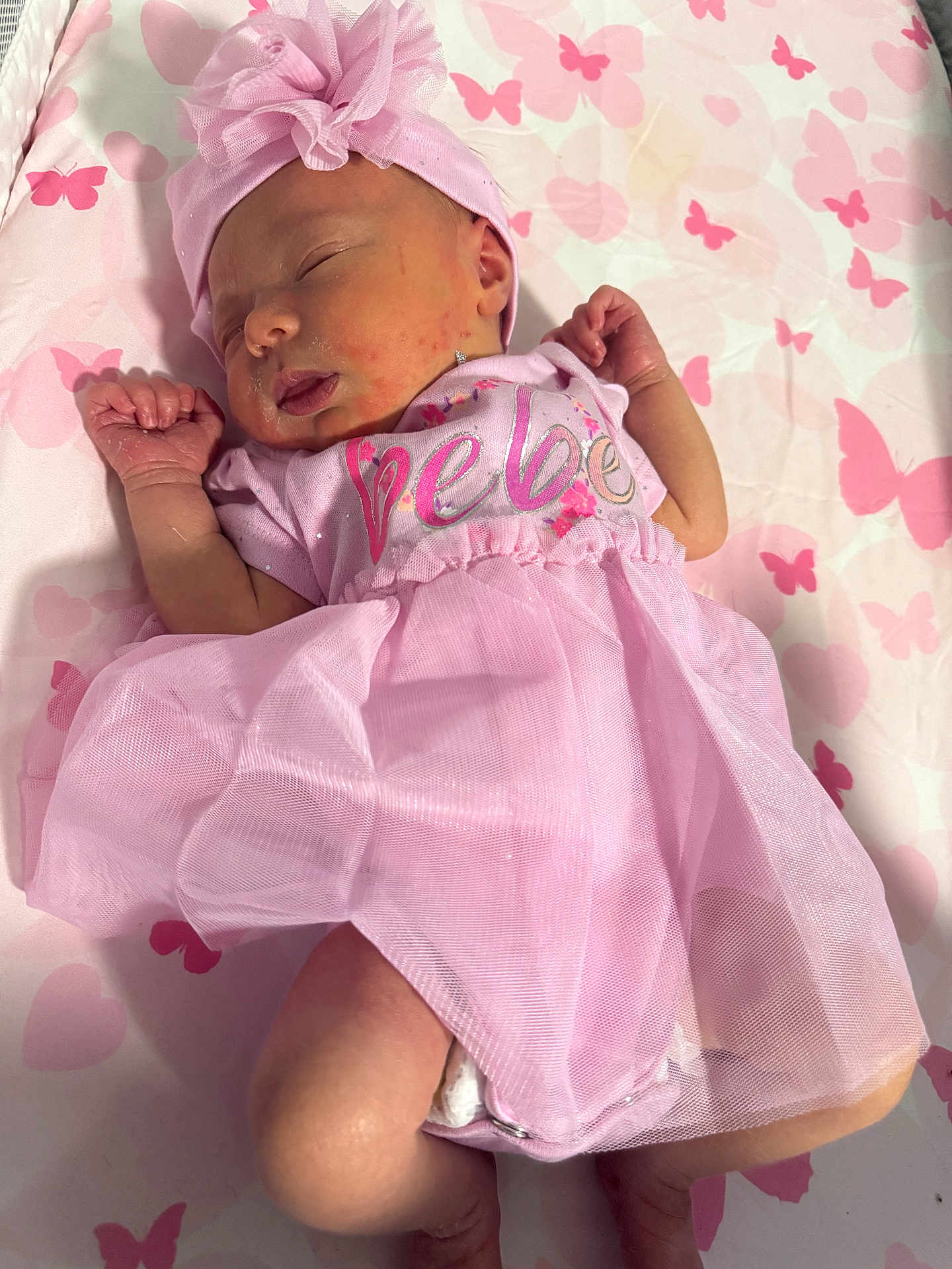 Aviya joined the competition — help win amazing prizes! adorable, baby, blanket, butterfly_pattern, child, closeup, cute, headband, indoors, infant, lying_down, newborn, peaceful, pink_dress, portrait, sleep, sleeping, small_hands, soft_fabric, toddler