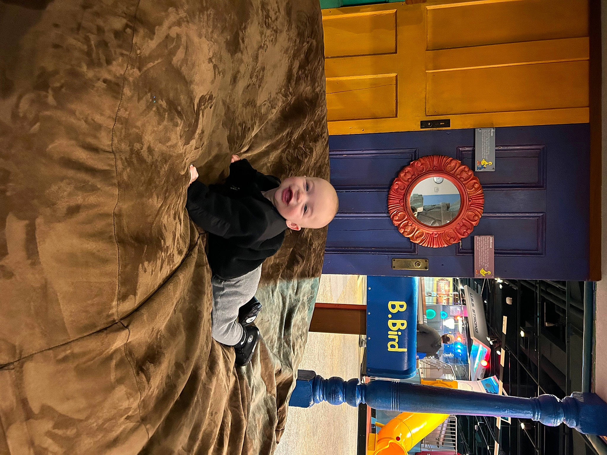 Logan joined the competition — help win amazing prizes! cabinetry, child, electric_blue, engineering, fun, fur, jacket, machine, military, military_camouflage, person, room, space, tree, wood