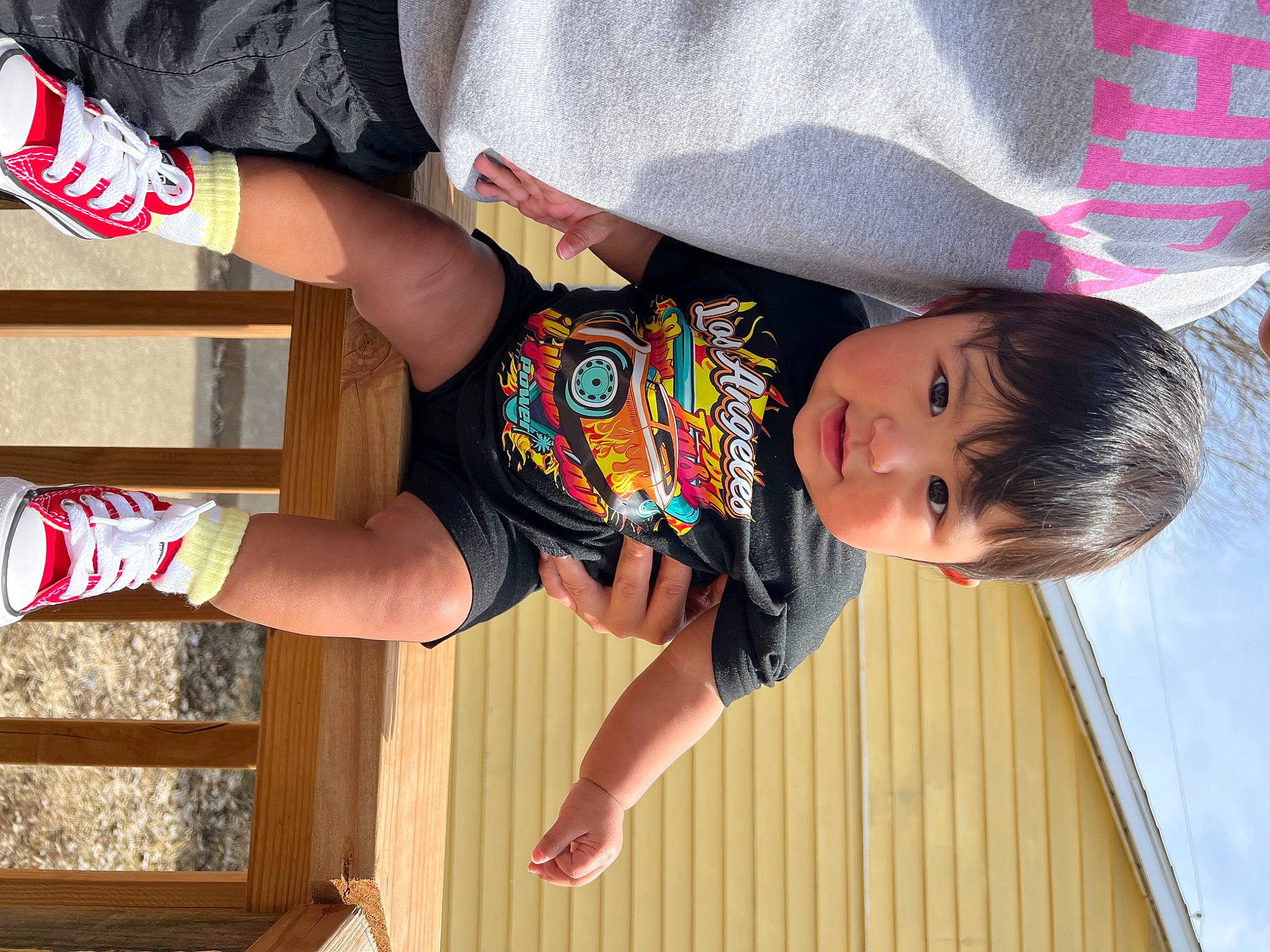 Cataleya is registered to the contest to win money with this photo: baby_toddler_clothing, carmine, child, elbow, foot, fun, happy, hardwood, human_leg, leisure, nail, pattern, person, play, sleeve, thigh, toddler, vacation, wood, wood_stain