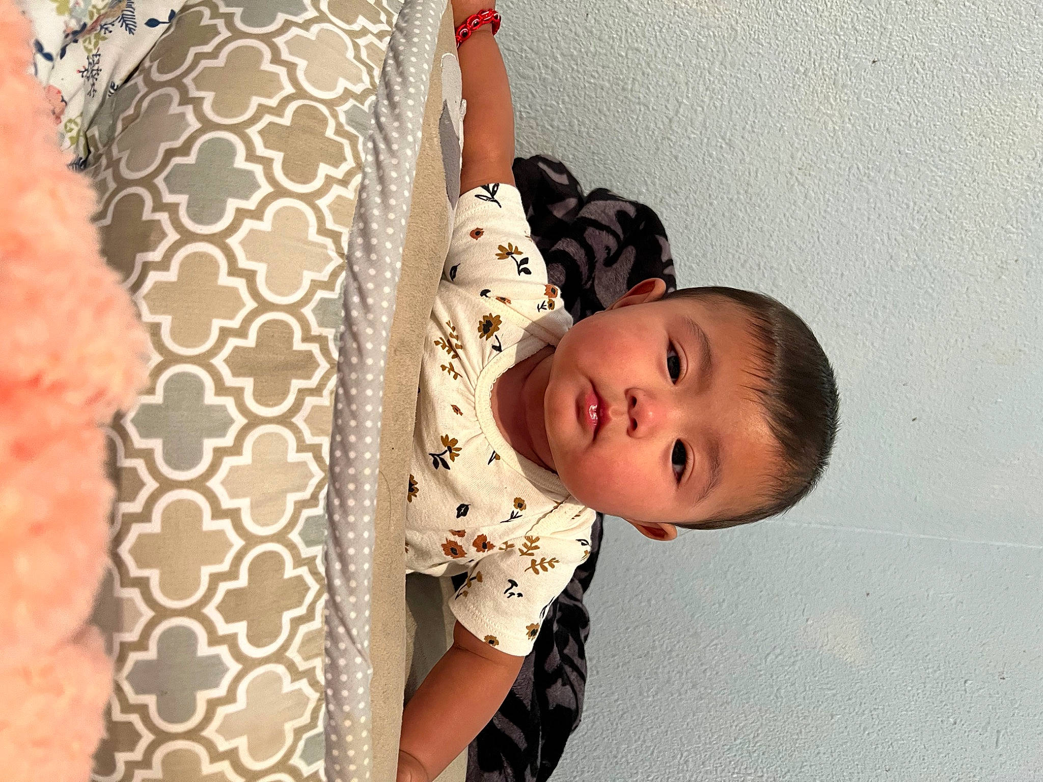 Cataleya joined the competition — help win amazing prizes! baby, baby_toddler_clothing, child, comfort, dress, human_body, linens, neck, pattern, peach, person, pink, plant, room, rose, skin, sleeve, toddler, tree, window