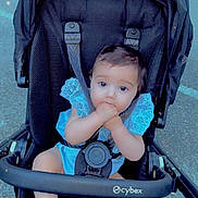 Lycia participe au concours pour gagner de l'argent avec cette photo : baby, stroller, blue_outfit, infant, hands_in_mouth, black_stroller, outdoor, pavement, cute, child, sitting, curious_eyes, baby_boy, baby_girl, daylight, casual, child_in_stroller, baby_feet, baby_face, childhood