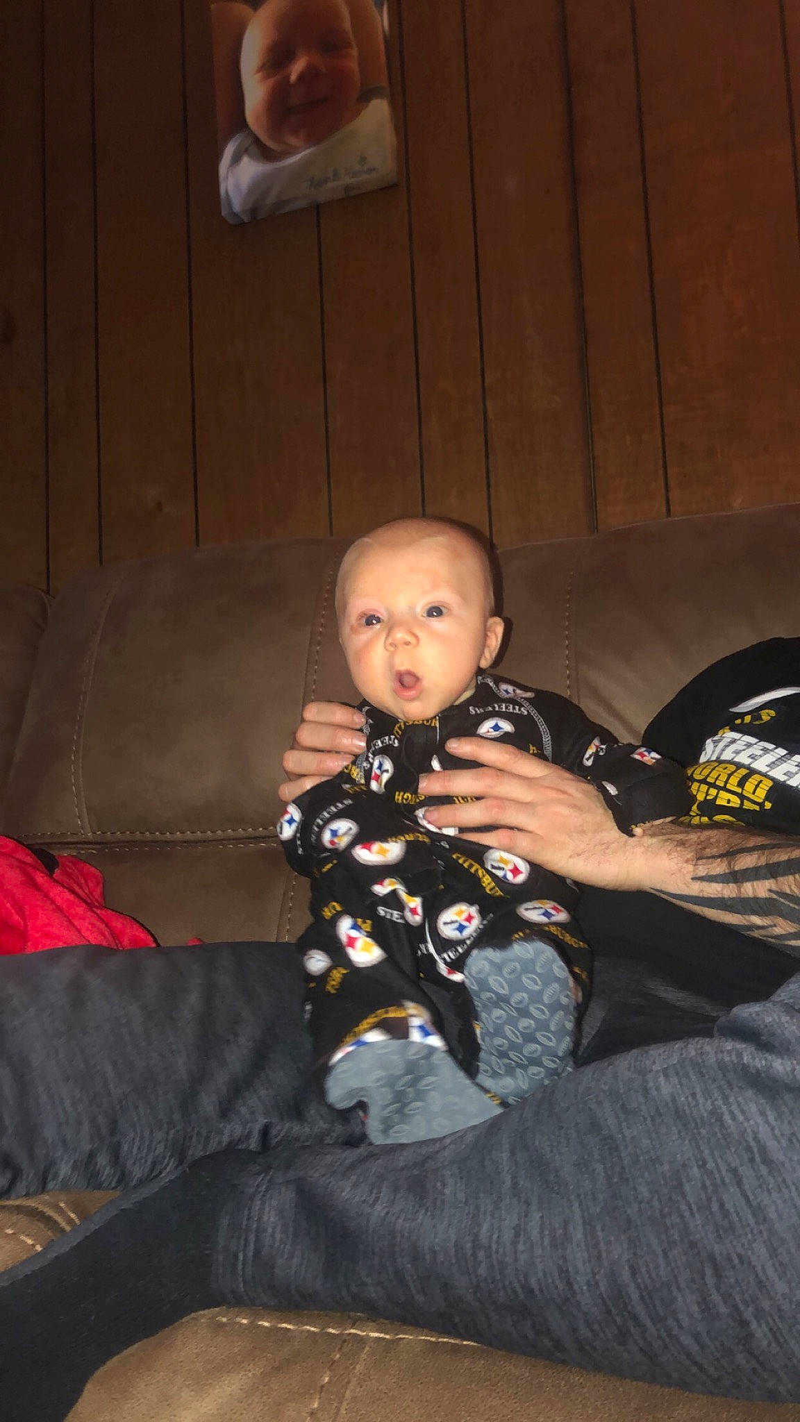 Grant joined the competition — help win amazing prizes! baby, carmine, chair, child, comfort, couch, darkness, flash_photography, flooring, fun, games, person, personal_protective_equipment, recreation, room, shooting, sitting, studio_couch, surprise, toddler