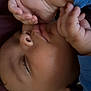 Kamaree is registered to the contest to win money with this photo: baby, sleeping, closeup, face, hand, infant, peaceful, skin, eyelashes, ear, cozy, soft, portrait, child, blue_clothing, newborn, relaxation, indoors, cute, peace