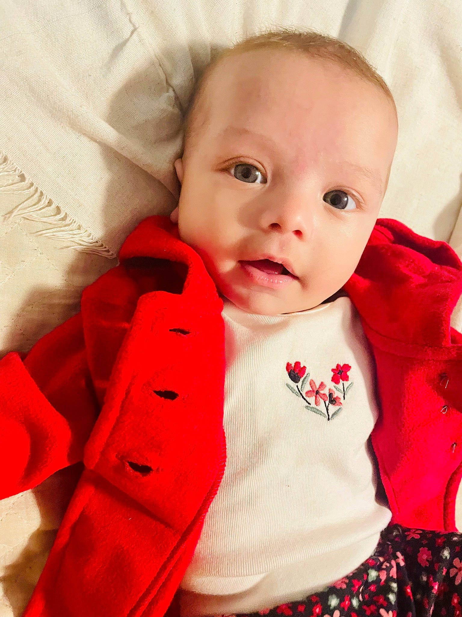 Naomi joined the competition — help win amazing prizes! baby, baby_products, baby_toddler_clothing, carmine, cheek, child, chin, collar, comfort, finger, happy, lip, neck, outerwear, pattern, person, pink, red, skin, sleeve