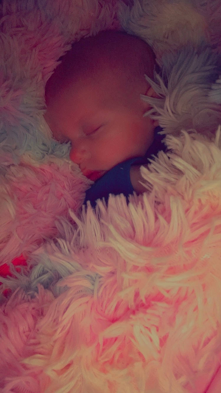 Griffin joined the competition — help win amazing prizes! baby, bed, bedding, bedtime, child, comfort, fur, fur_clothing, grass, happy, linens, magenta, mammal, nap, person, petal, pink, room, sleep, textile