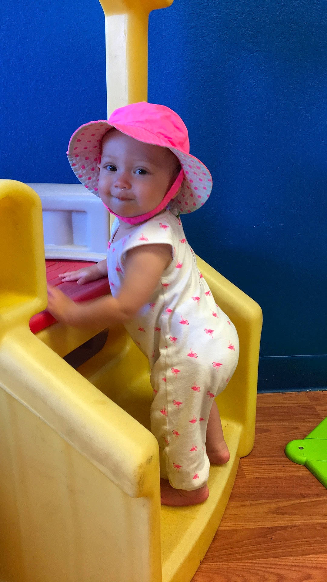 Ella Mae joined the competition — help win amazing prizes! child, fun, headwear, infant, play, product, skin, toddler, toy, yellow