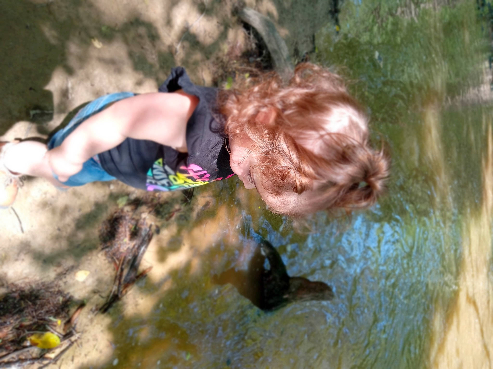 Briella is registered to the contest to win money with this photo: adventure, barechested, bathing, bedrock, child, fun, grass, lake, leisure, outdoor_recreation, people_in_nature, person, recreation, reflection, rock, shorts, soil, stream, swimwear, vacation