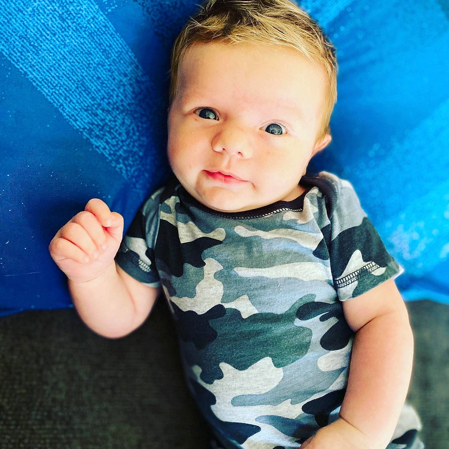Maddux joined the competition — help win amazing prizes! arm, baby, blue, cheek, child, chin, cool, eye, face, hand, head, lip, nose, person, play, skin, smile, summer, t_shirt, toddler