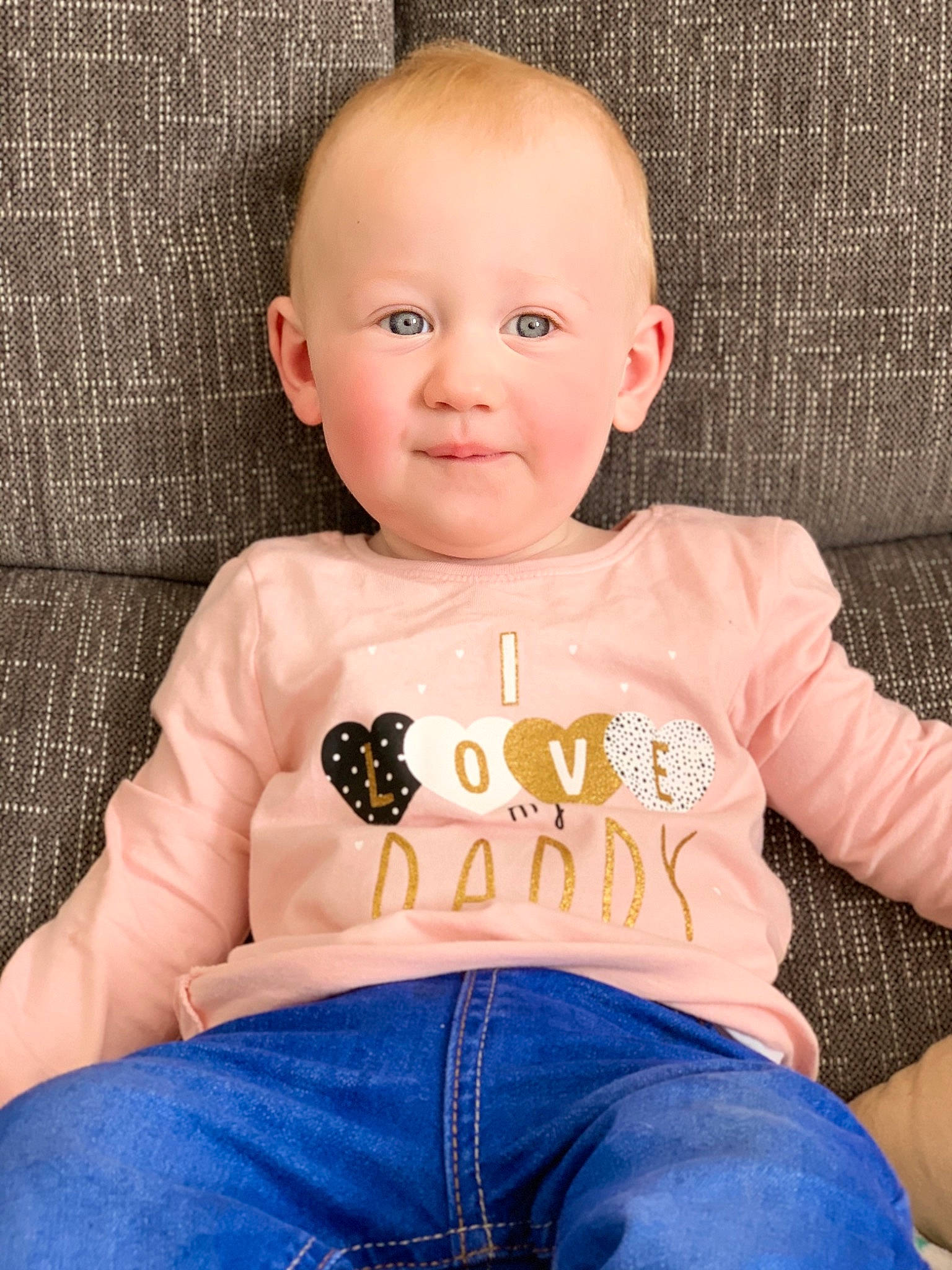 Ivy-mae joined the competition — help win amazing prizes! baby, baby_products, baby_toddler_clothing, cheek, child, cool, face, head, jeans, joy, person, sitting, sleeve, t_shirt, toddler, yellow